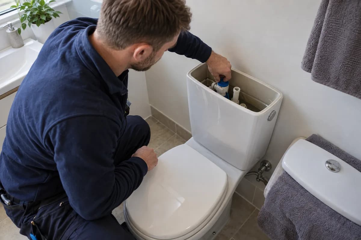 Illustration d’une vérification du mécanisme d’un WC